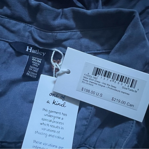 NEW NWT Hatley Blue Navy Tie Dye Button Down Belted Long Sleeve Maxi Dress - Picture 14 of 16